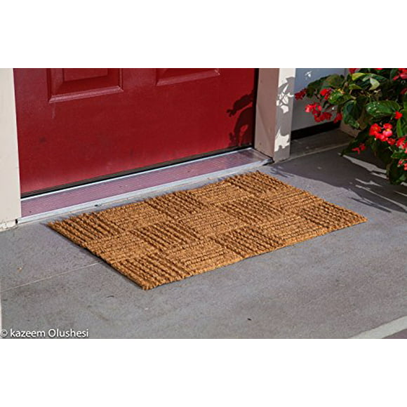 Welcome Guests with Outdoor Heavy Duty Doormats 24 X 60 Kempf Natural Coco Coir Outdoor doormats with Black Border Keep Your House/Office Clean 